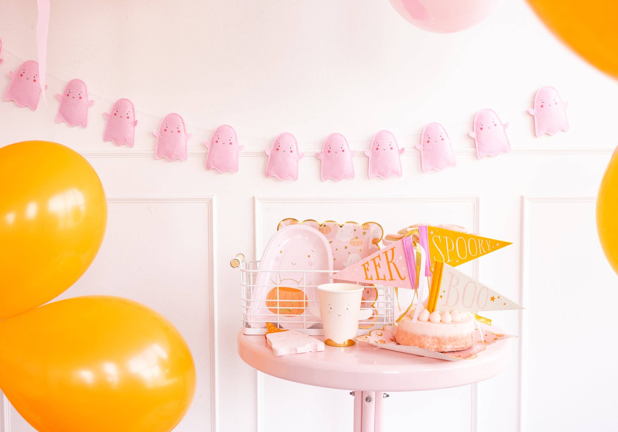 Halloween decoratie slinger met vilten spookjes