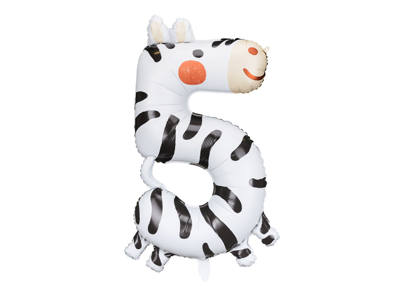 Cijferballon 5 zebra