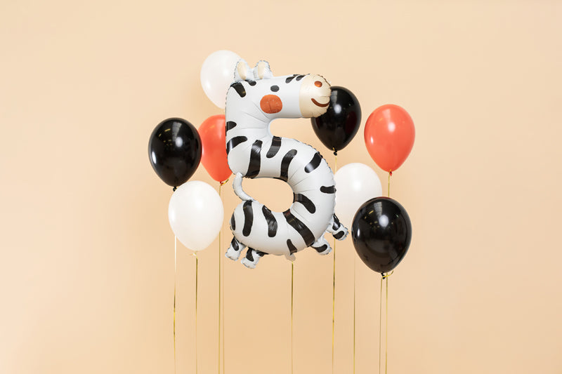 Cijferballon 5 zebra