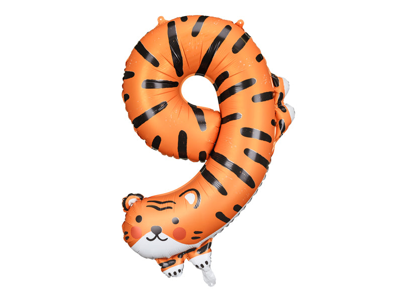 folieballon cijfer 9 tijger 