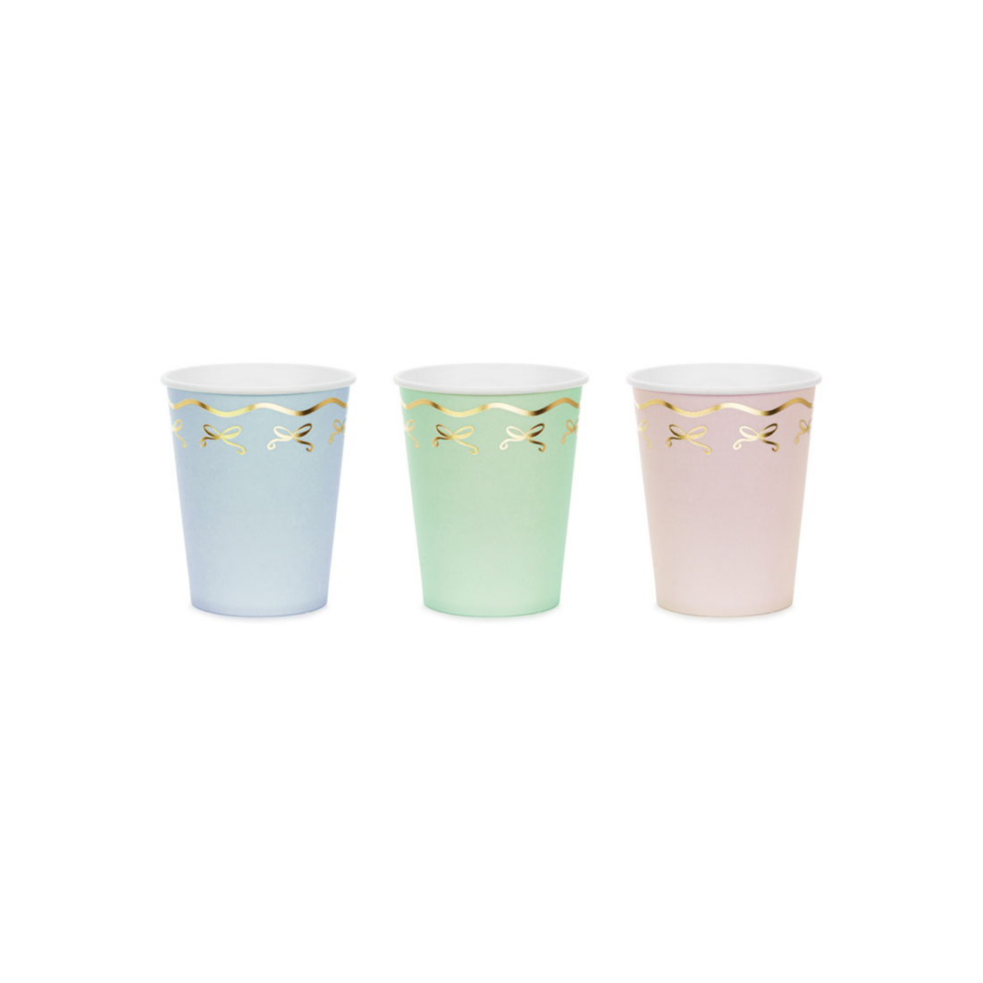 Pastel bekertjes gouden strikjes