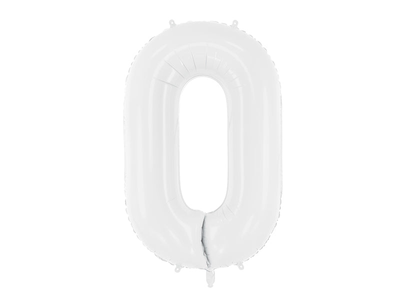 cijferballon wit nummer 0