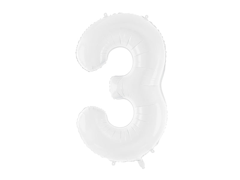 cijferballon wit nummer 3