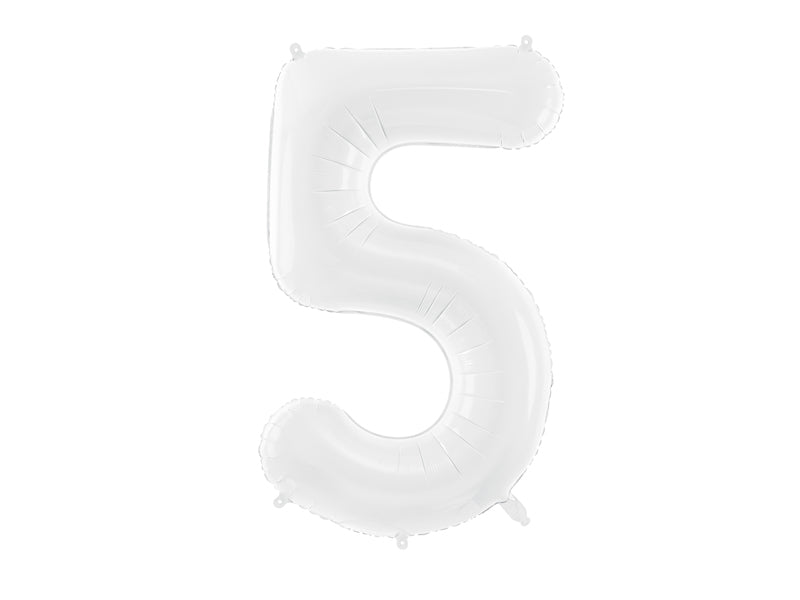 cijferballon wit nummer 5