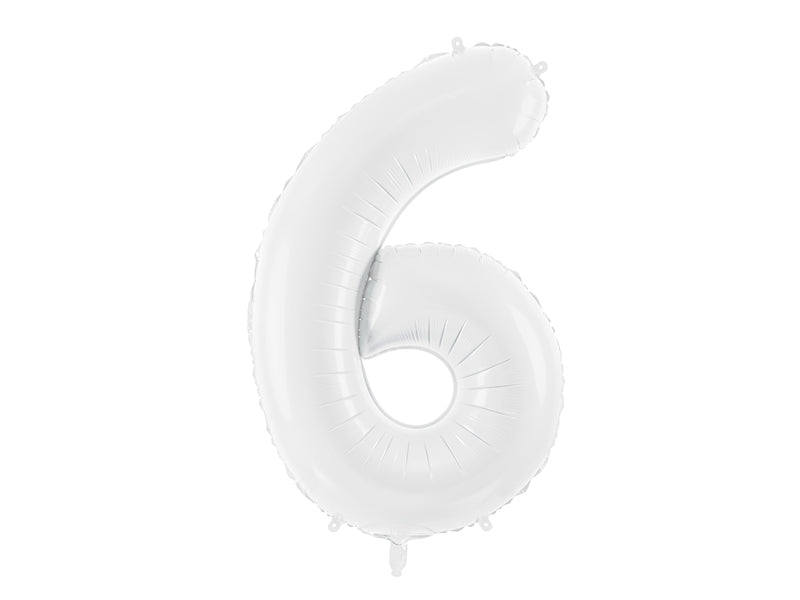 cijferballon wit nummer 6