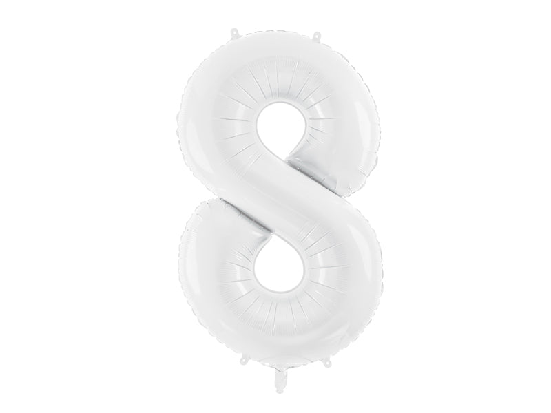 cijferballon wit nummer 8