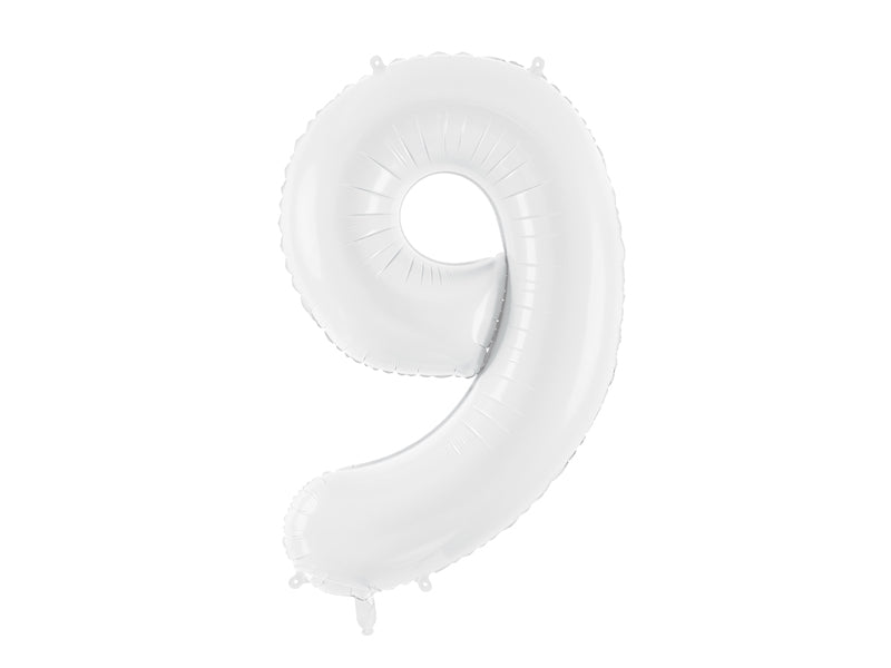 cijferballon wit nummer 9