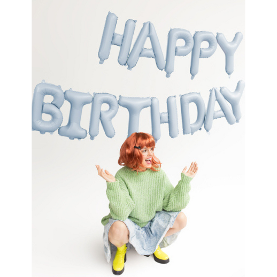 Folieballon Happy Birthday lichtblauw