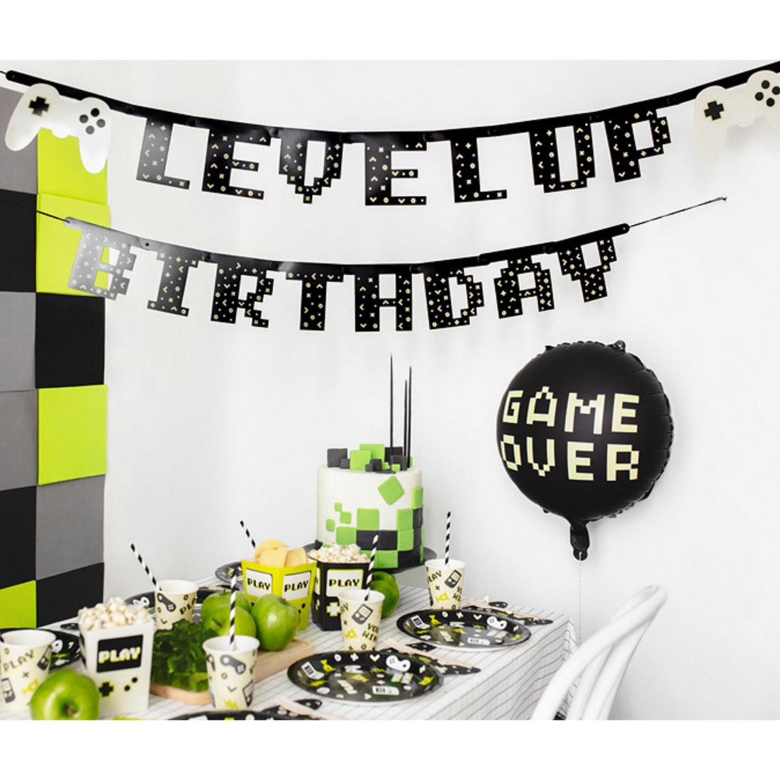 slinger voor verjaardagsfeestje in het thema gaming 