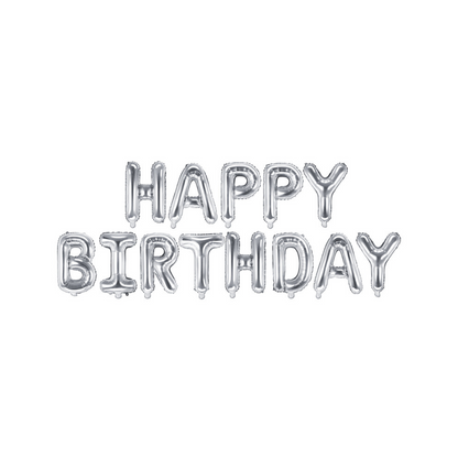 Folieballon Happy Birthday zilver