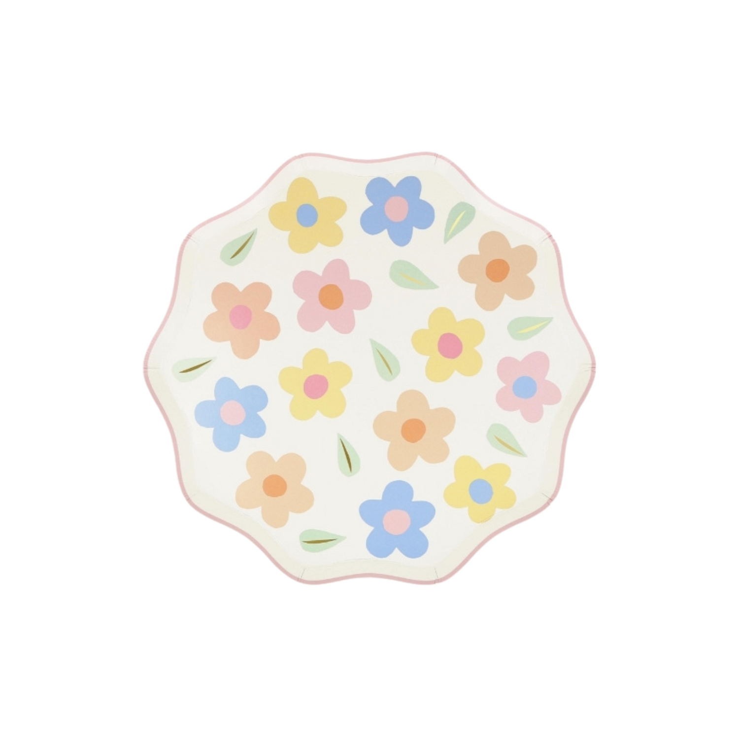 bordjes met bloemen in pasteltinten 