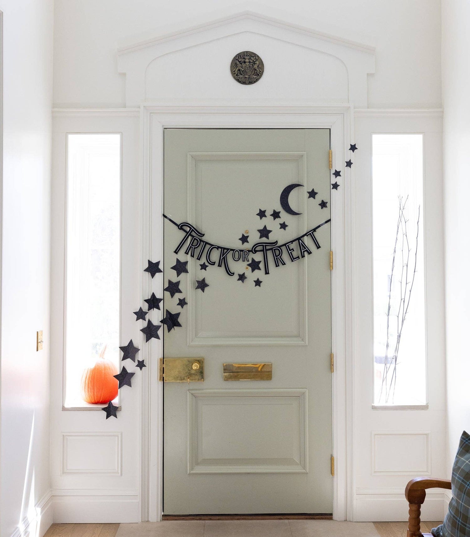 zwarte glinsteren sterren en maan slinger decoratie Halloween