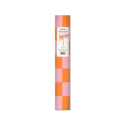 oranje roze geruit tafelloper 