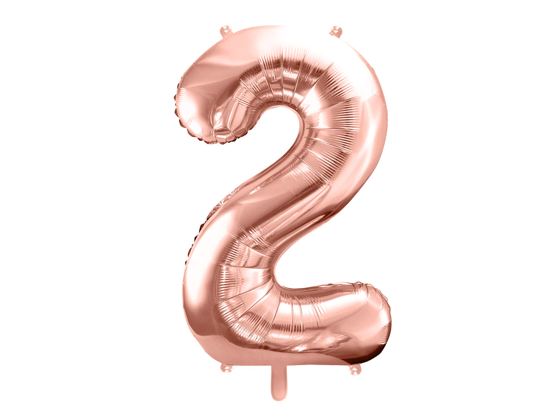 folieballon cijfer nummer twee in de kleur rose gold