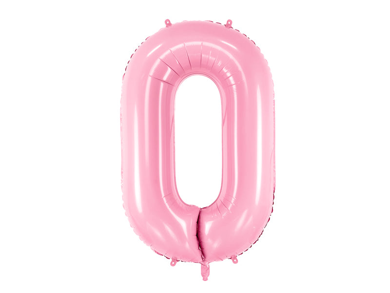 folieballon cijfer nummer nul in de kleur roze