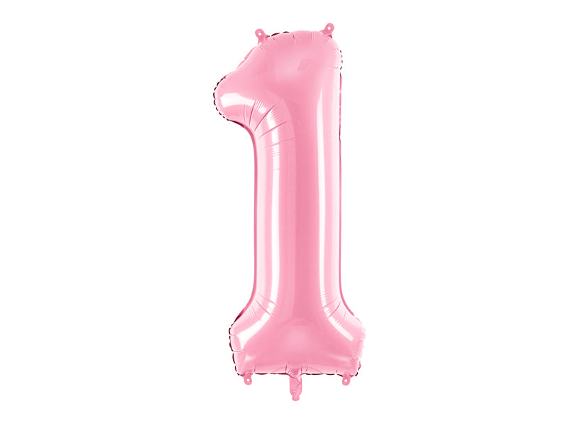 folieballon cijfer nummer één in de kleur roze