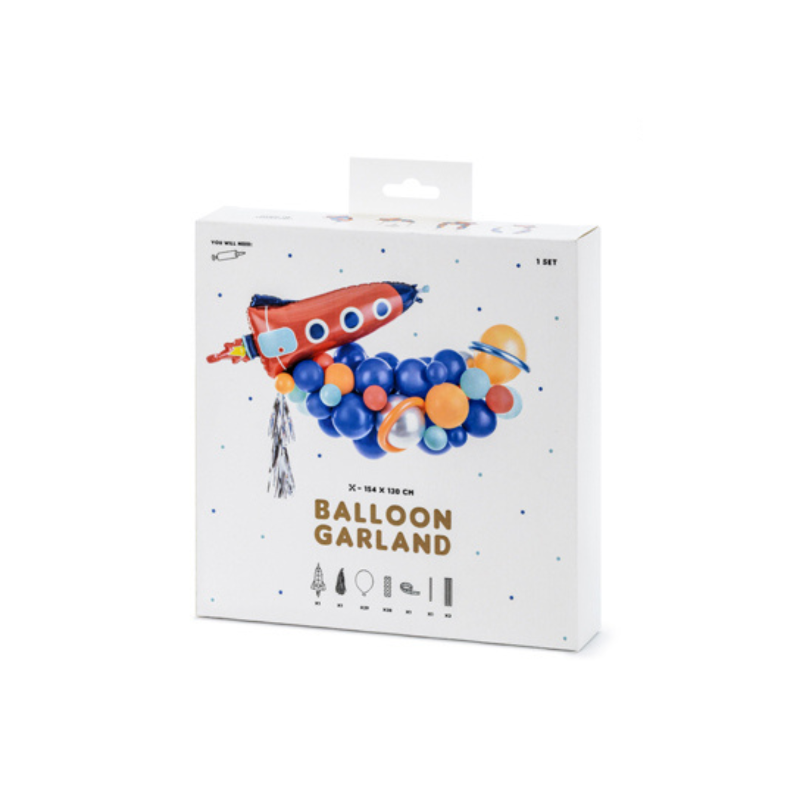 verpakking voor een ballonslinger met als thema space 