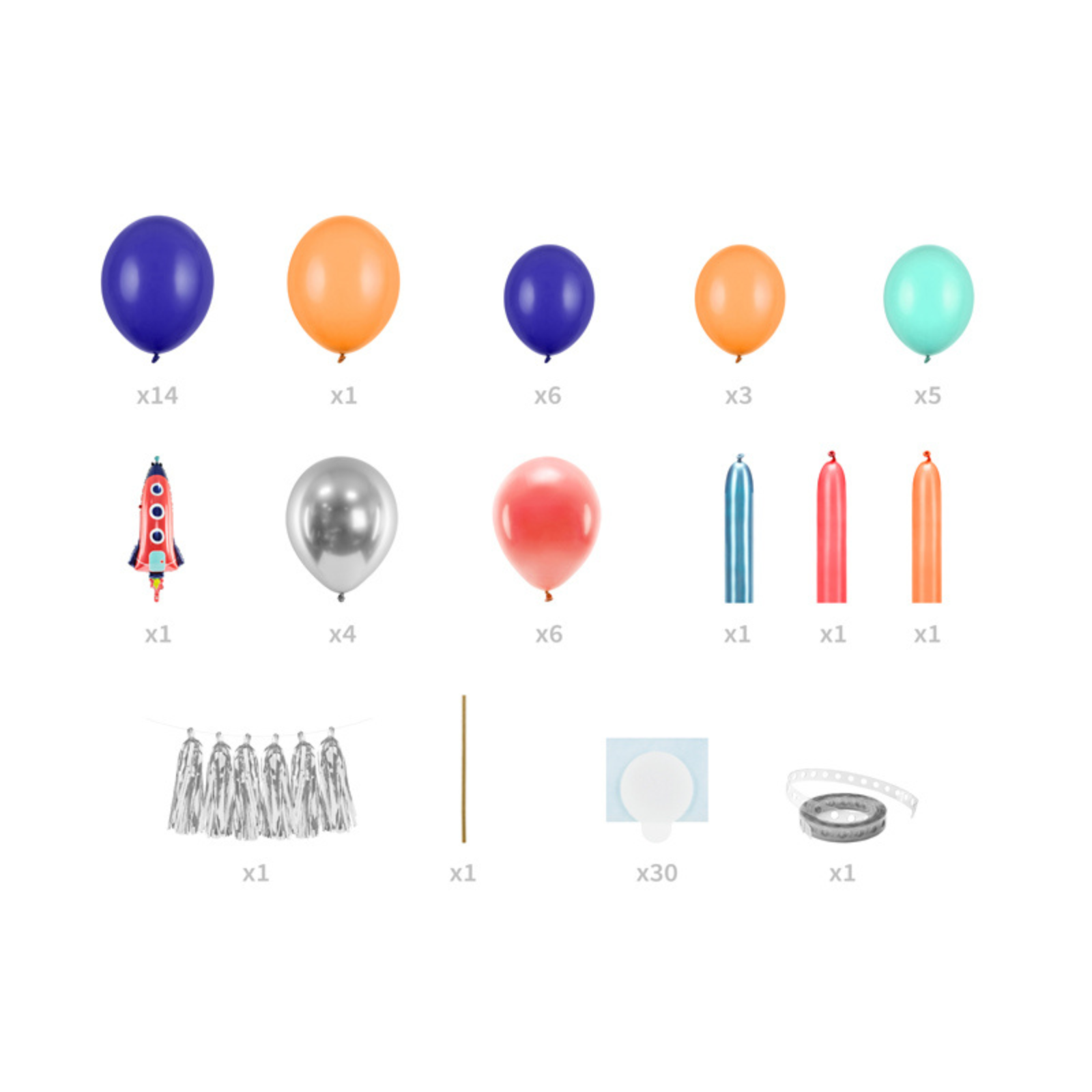 inhoud en samenstelling van een kit voor het maken van een ballonslinger 