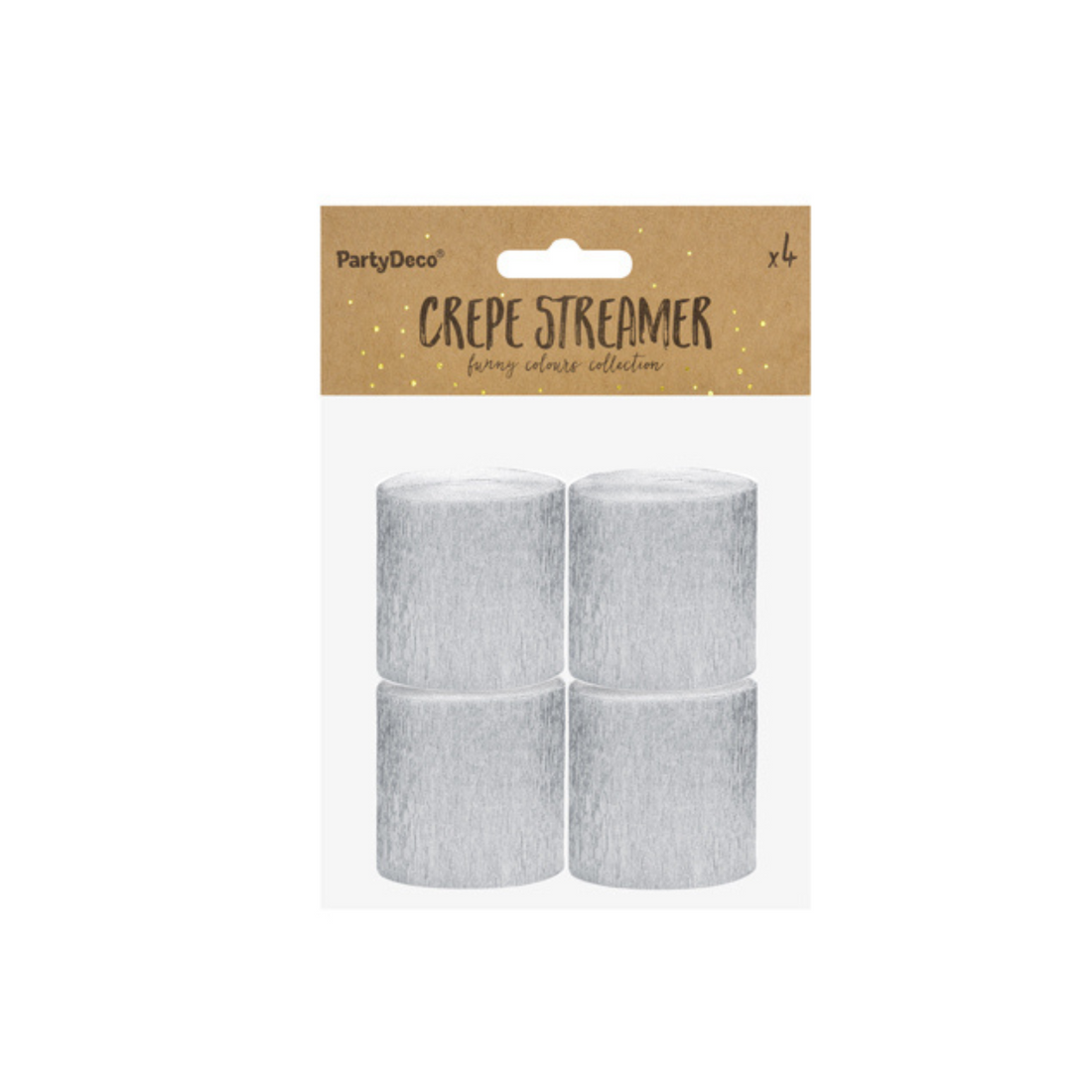 Crepe streamers zilver 4 stuks
