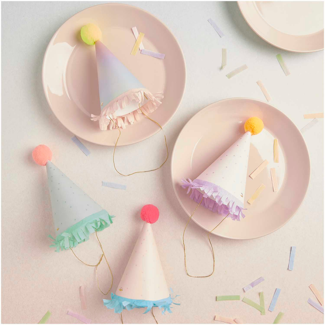 Feesthoedjes pastel 8 stuks