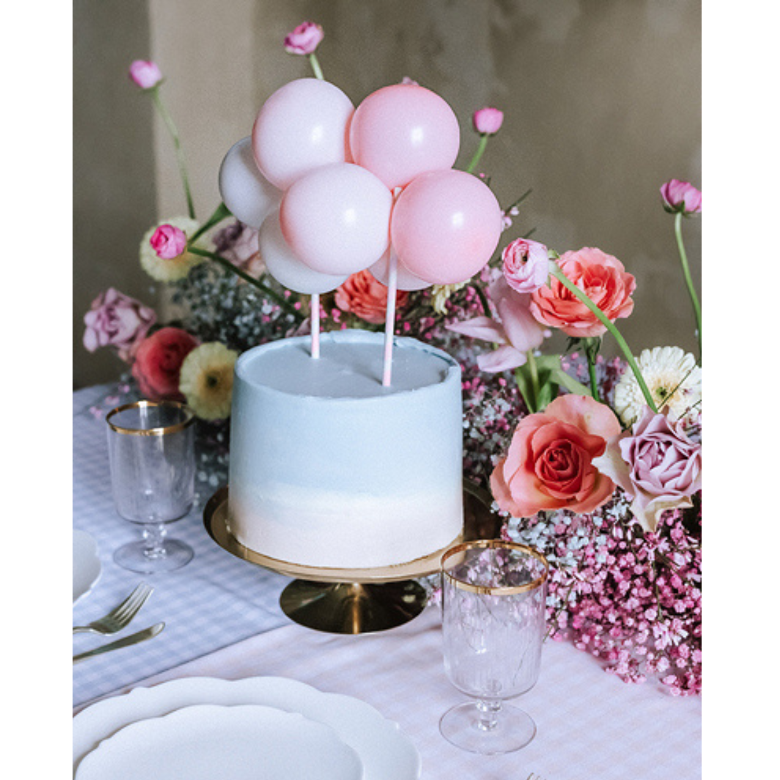 Taarttopper mini ballonnenboog - roze