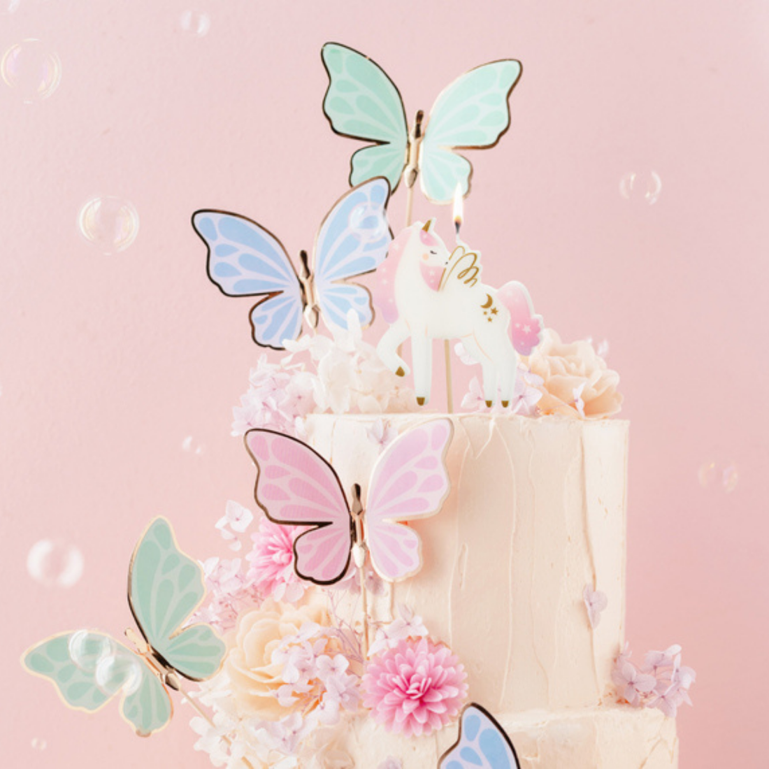 Taart- en cupcake toppers  vlinders 9 stuks
