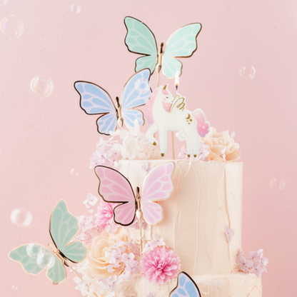 Taart- en cupcake toppers  vlinders 9 stuks