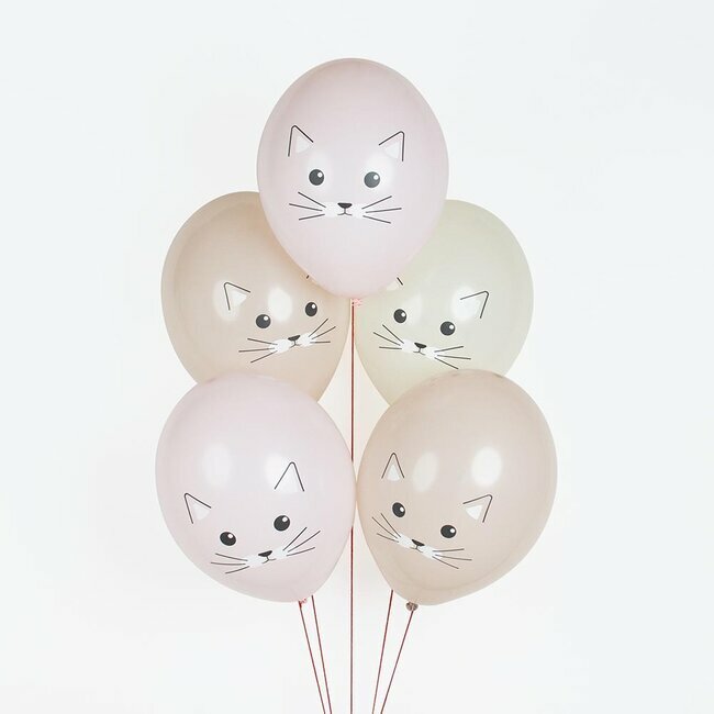Ballonnen met poezen - 5 stuks